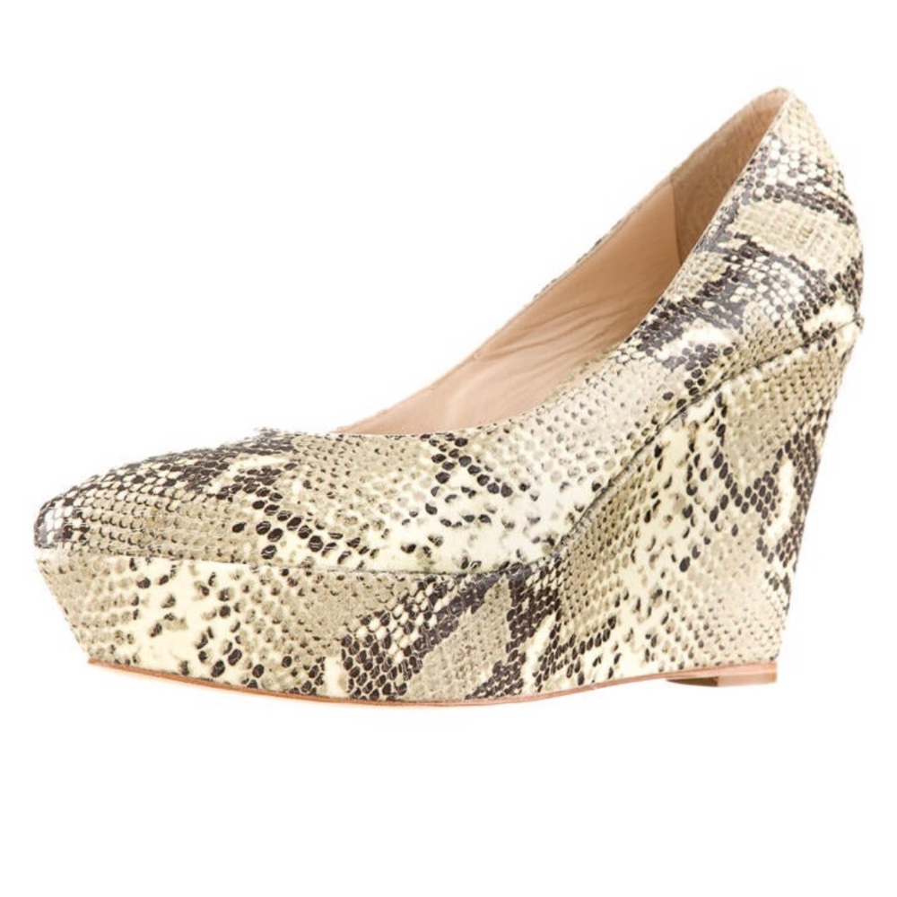 Loeffler Randall Closed Toe Python Platform Wedge - image 7
